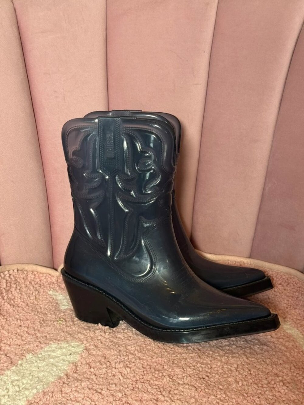Melissa blue cowboy jelly Texas boots size 39  US 8